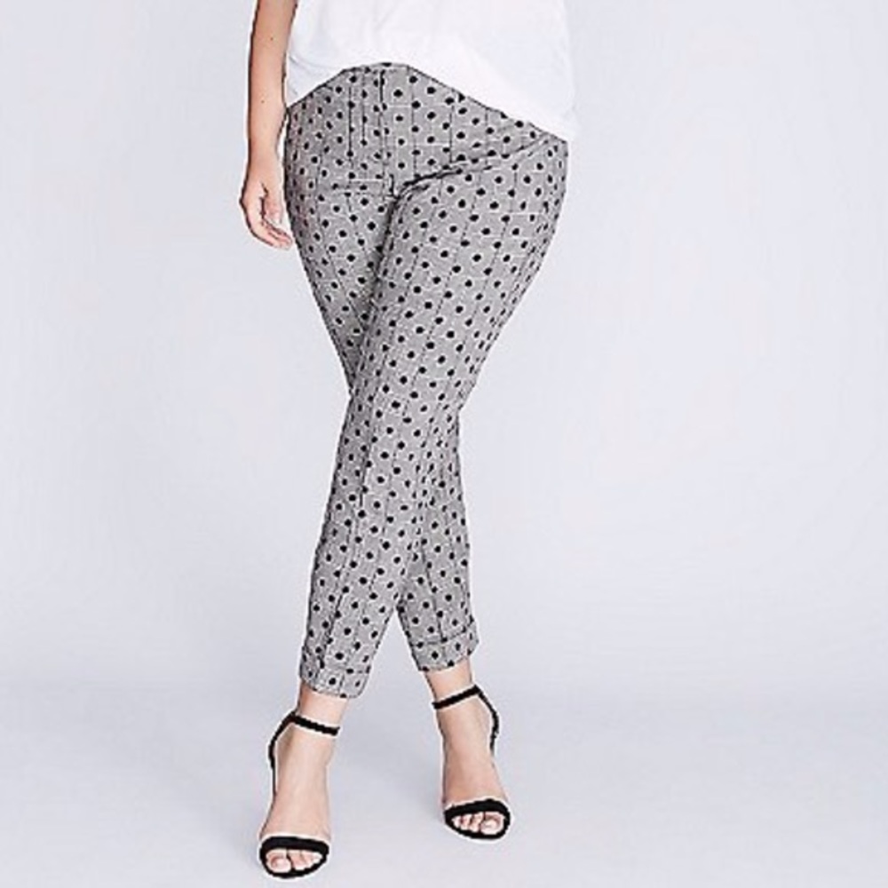 Lane Bryant stretch ankle pants glen plaid dot 18W